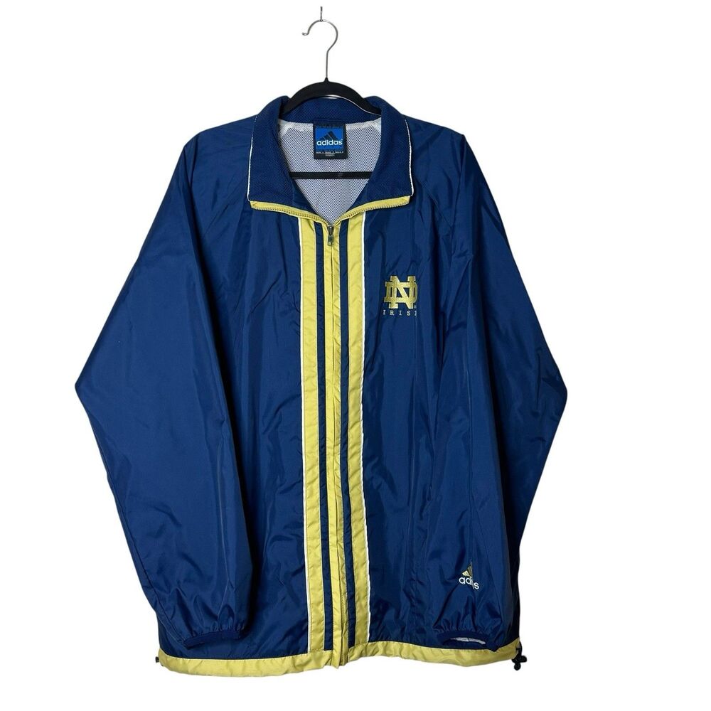 Vintage Notre Dame Adidas Mens L 90s Jacket Fighting Irish Windbreaker